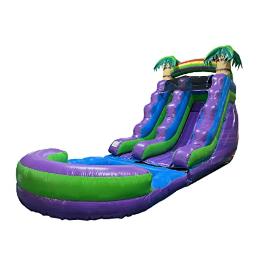 Backyard party inflatable water slide for kids PVC tropical purple 25.5 x 9 x 15 ft with removable splash pool 15 ft tall inclu
Backyard party inflatable water slide for kids PVC tropical purple 25.5 x 9 x 15 ft with removable splash pool 15 ft tall inclu