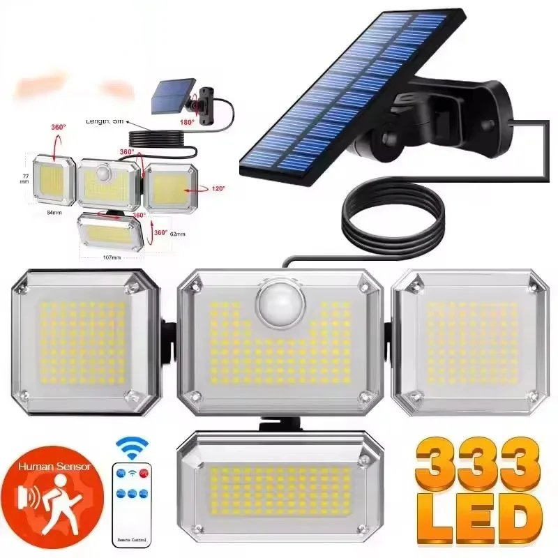 122/333LED Solar Lights Outdoor Motion Sensor Human Induction 3 Modes IP65 Waterproof Solar Power Garage Yard Corridor Wall Lamp
122/333LED Solar Lights Outdoor Motion Sensor Human Induction 3 Modes IP65 Waterproof Solar Power Garage Yard Corridor Wall Lamp