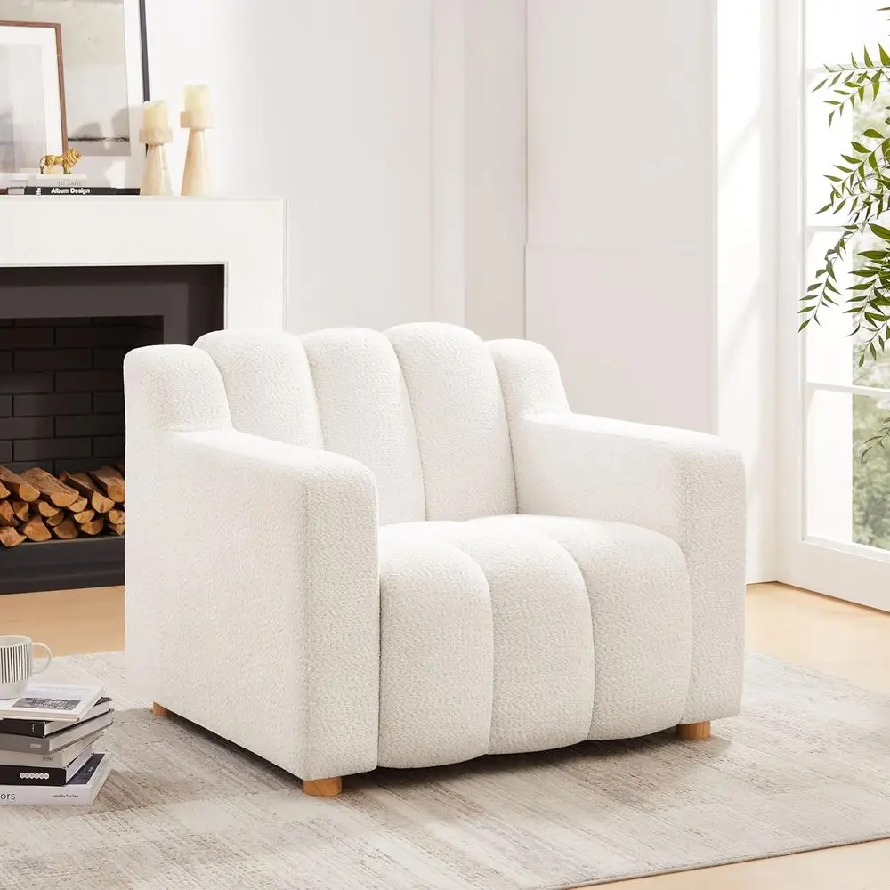 Large Comfortable Accent Chair with Boucle Fabric for Living Room, Bedroom, or Office (White)
Large Comfortable Accent Chair with Boucle Fabric for Living Room, Bedroom, or Office (White)