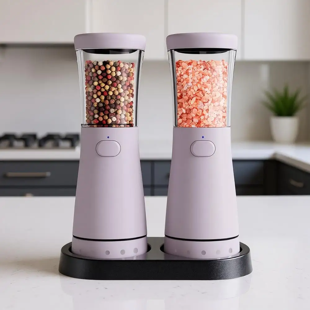 Stainless Steel Rechargeable Salt and Pepper Mills with 4.5 oz Capacity and Adjustable Coarseness for Kitchen Use
Stainless Steel Rechargeable Salt and Pepper Mills with 4.5 oz Capacity and Adjustable Coarseness for Kitchen Use