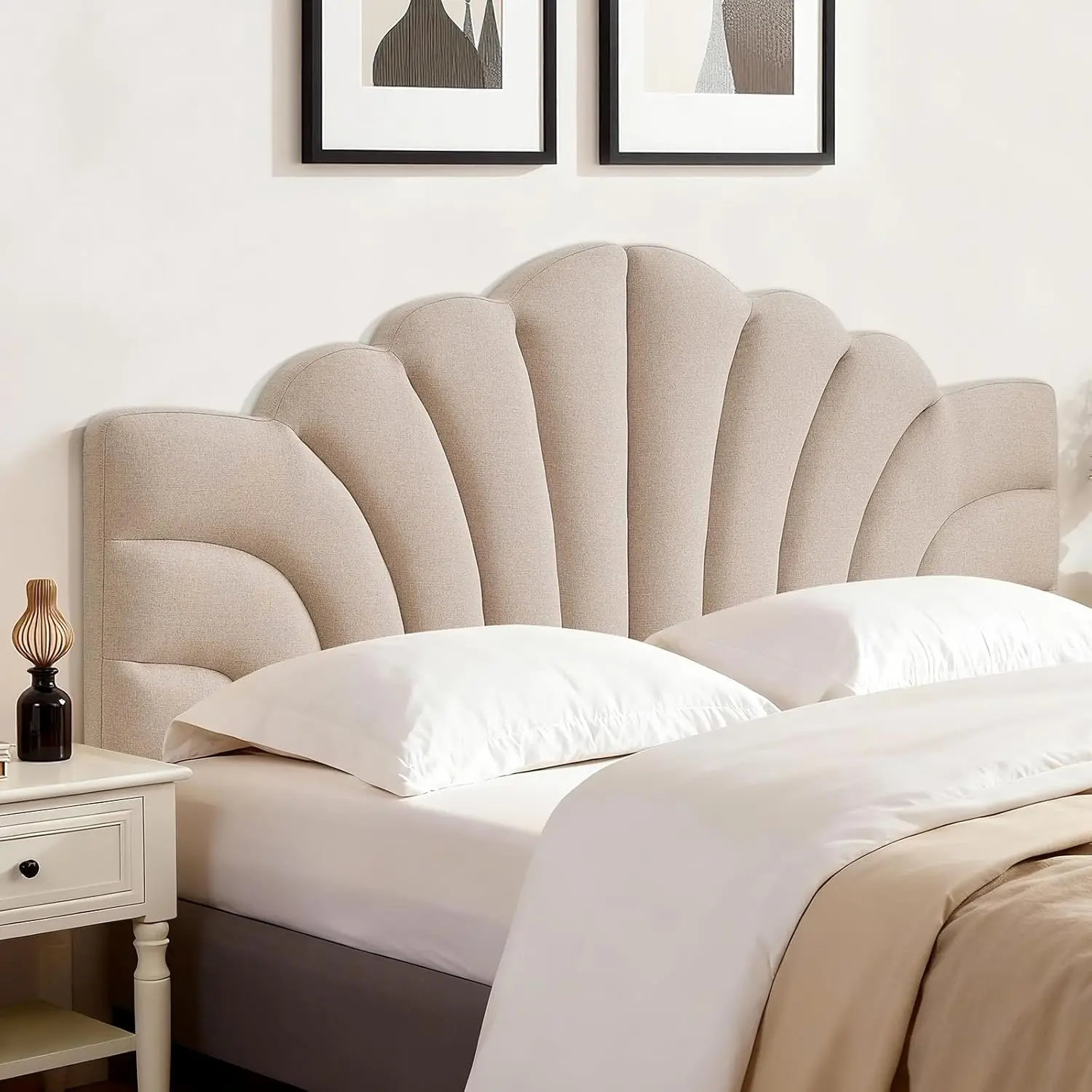 Upholstered King/CA King Size Headboard Adjustable Bed Headboards Only, Tiara Crown Shape Headboard with Wood Legs, Linen Petal
Upholstered King/CA King Size Headboard Adjustable Bed Headboards Only, Tiara Crown Shape Headboard with Wood Legs, Linen Petal
