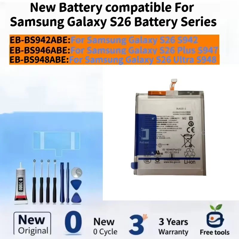 New Battery Compatible For Samsung Galaxy S26 S942/Galaxy S26 Plus S947/Galaxy S26 Ultra S948 Mobile Phone Batteries+ Free Tools
New Battery Compatible For Samsung Galaxy S26 S942/Galaxy S26 Plus S947/Galaxy S26 Ultra S948 Mobile Phone Batteries+ Free Tools