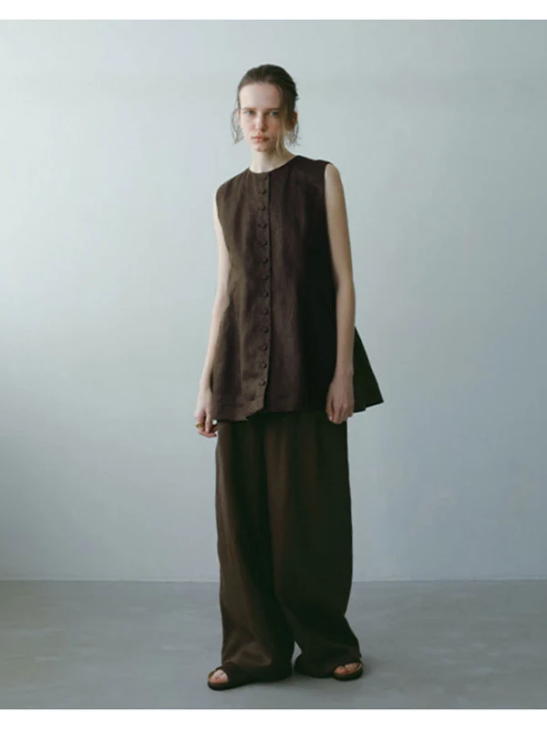 Natural Style A-Line Slim Fit Linen Shirt round Neck Button up Sleeveless Commute OL Artistic Casual Women's Top
Natural Style A-Line Slim Fit Linen Shirt round Neck Button up Sleeveless Commute OL Artistic Casual Women's Top