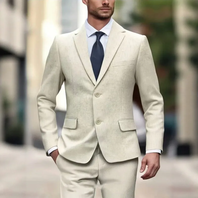 Men's Linen Suit Set Business Casual Slim Fit Two Piece Groom Best Man Suit European American Style
Men's Linen Suit Set Business Casual Slim Fit Two Piece Groom Best Man Suit European American Style