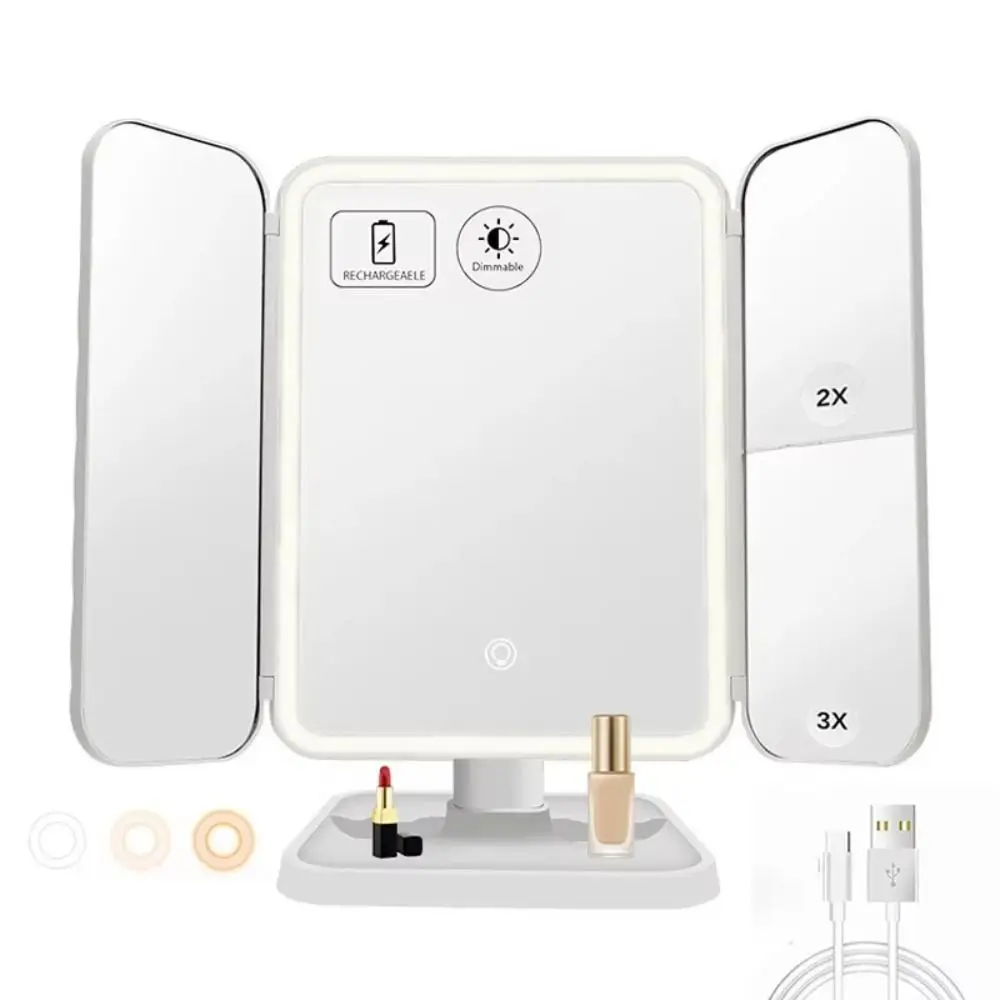 2025 LED Lights Makeup Table Mirrors Beauty Light Adjustable Vanity Mirrors Trifold Foldable Smart Mirrors
2025 LED Lights Makeup Table Mirrors Beauty Light Adjustable Vanity Mirrors Trifold Foldable Smart Mirrors