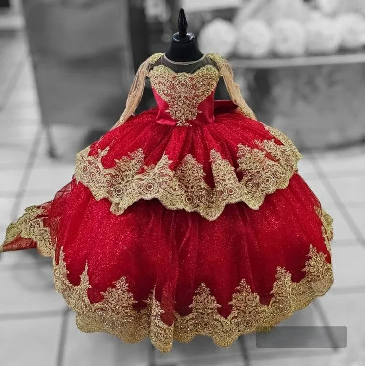 Wedding Gold Applique Full Sleeves Flower Girl Dresses For With Bow Ball Gowns First Communion Kids Birthday Party Dresses
Wedding Gold Applique Full Sleeves Flower Girl Dresses For With Bow Ball Gowns First Communion Kids Birthday Party Dresses