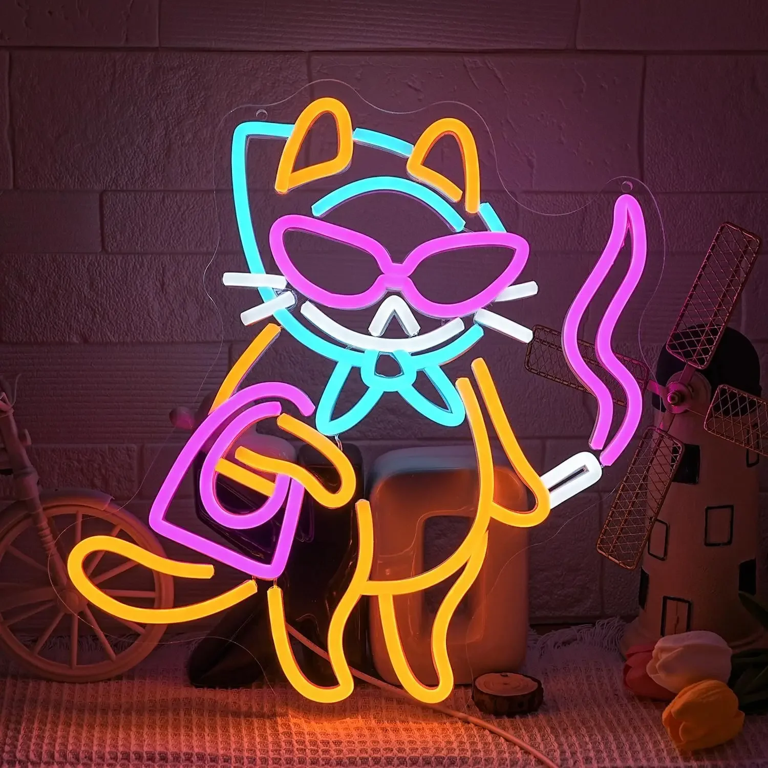 Неоновая вывеска Cool Cat для декора стен, светодиодная лампа с регулируемой яркостью, идеально подходит для спальни, бара, гостиной, зоомагазина и в качестве подарка.
Неоновая вывеска Cool Cat для декора стен, светодиодная лампа с регулируемой яркостью, идеально подходит для спальни, бара, гостиной, зоомагазина и в качестве подарка.
