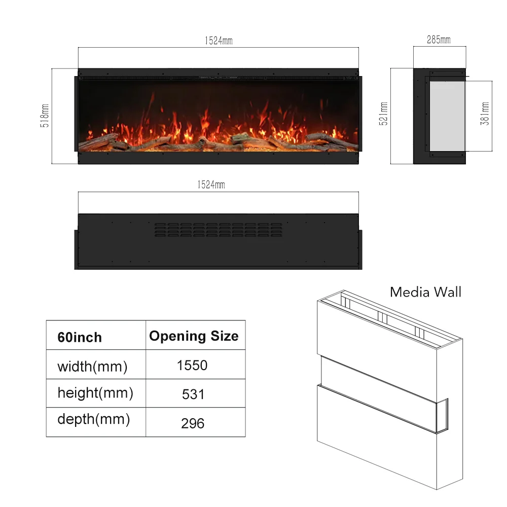 Modern 60-inch 3D Electric Fireplace Indoor Realistic LED Flame Decorative 3-Sided Firewalls Household Electric Heaters
Modern 60-inch 3D Electric Fireplace Indoor Realistic LED Flame Decorative 3-Sided Firewalls Household Electric Heaters