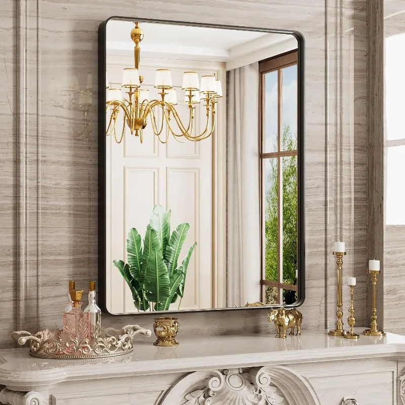 20x30 Inch Rounded Rectangle Matte Framed Wall Mounted Mirror, Bathroom Vanity Mirror, Tempered Glass, Anti-Rust, Horizontal
20x30 Inch Rounded Rectangle Matte Framed Wall Mounted Mirror, Bathroom Vanity Mirror, Tempered Glass, Anti-Rust, Horizontal