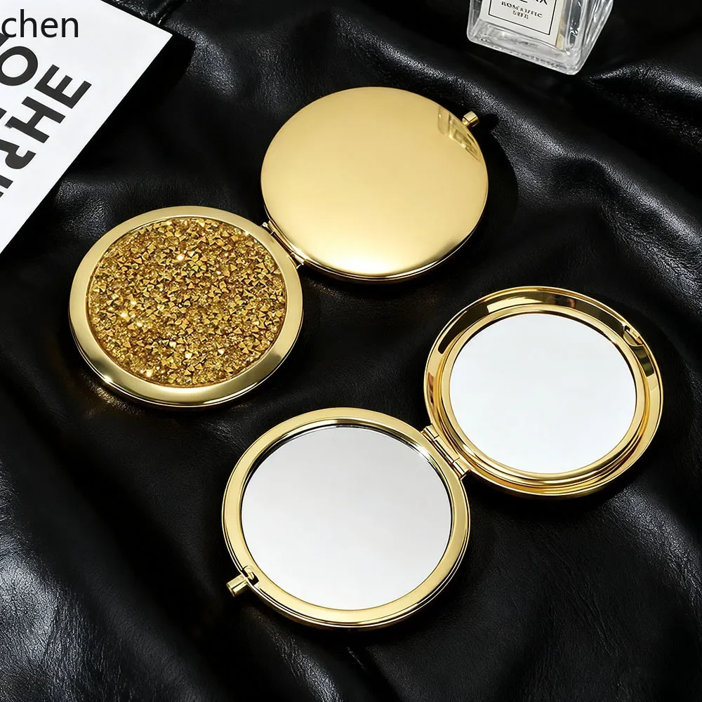 V8 glitter round double-sided makeup mirror - portable compact mirror - metal folding mirror for women
V8 glitter round double-sided makeup mirror - portable compact mirror - metal folding mirror for women