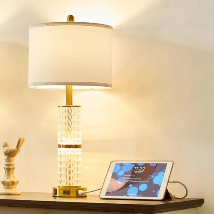 Crystal Table Lamps Modern 3-Way Dimmable Bedside Lamp with 2 USB Ports and AC Outlets for Living Room Bedroom Nightstand Lamp
Crystal Table Lamps Modern 3-Way Dimmable Bedside Lamp with 2 USB Ports and AC Outlets for Living Room Bedroom Nightstand Lamp