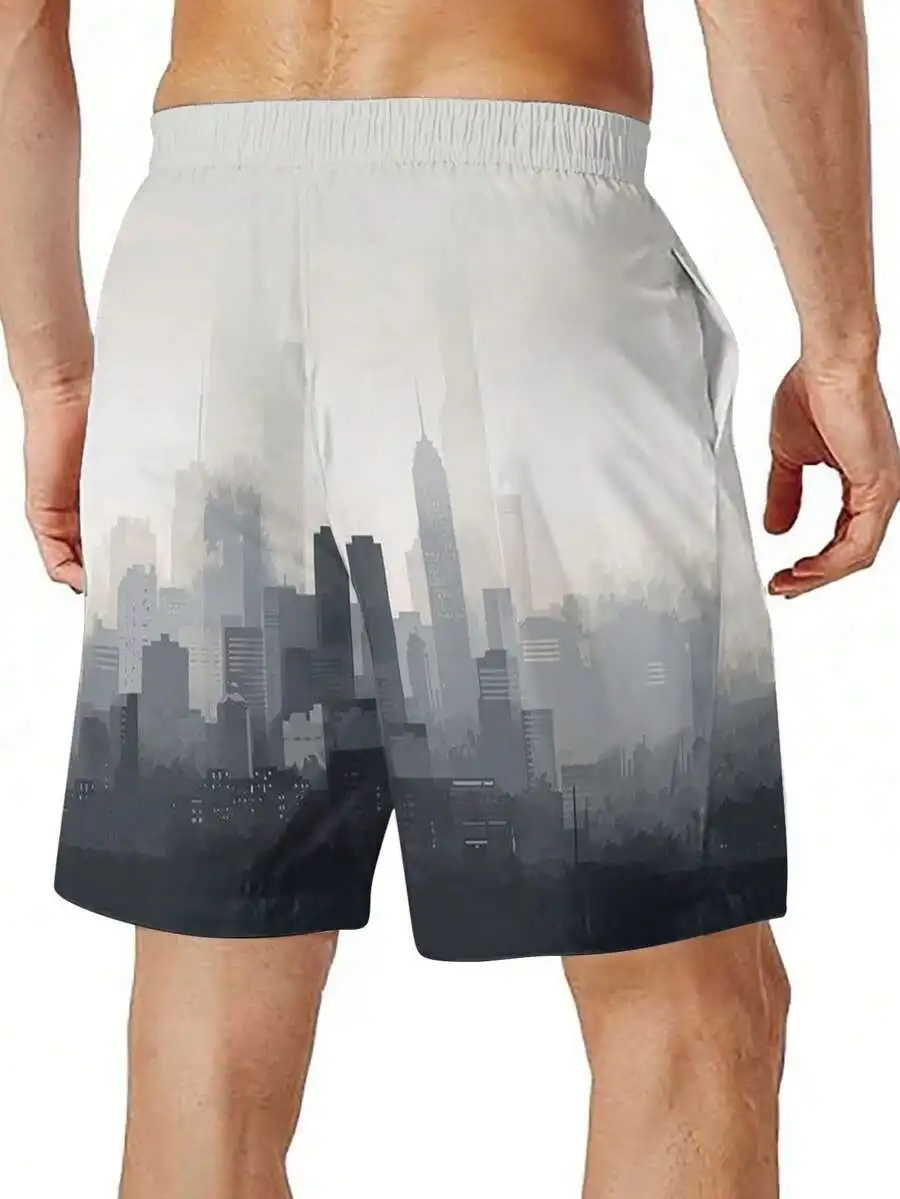 Mens Urban Style Loose Athletic Shorts With Cityscape Print
Mens Urban Style Loose Athletic Shorts With Cityscape Print