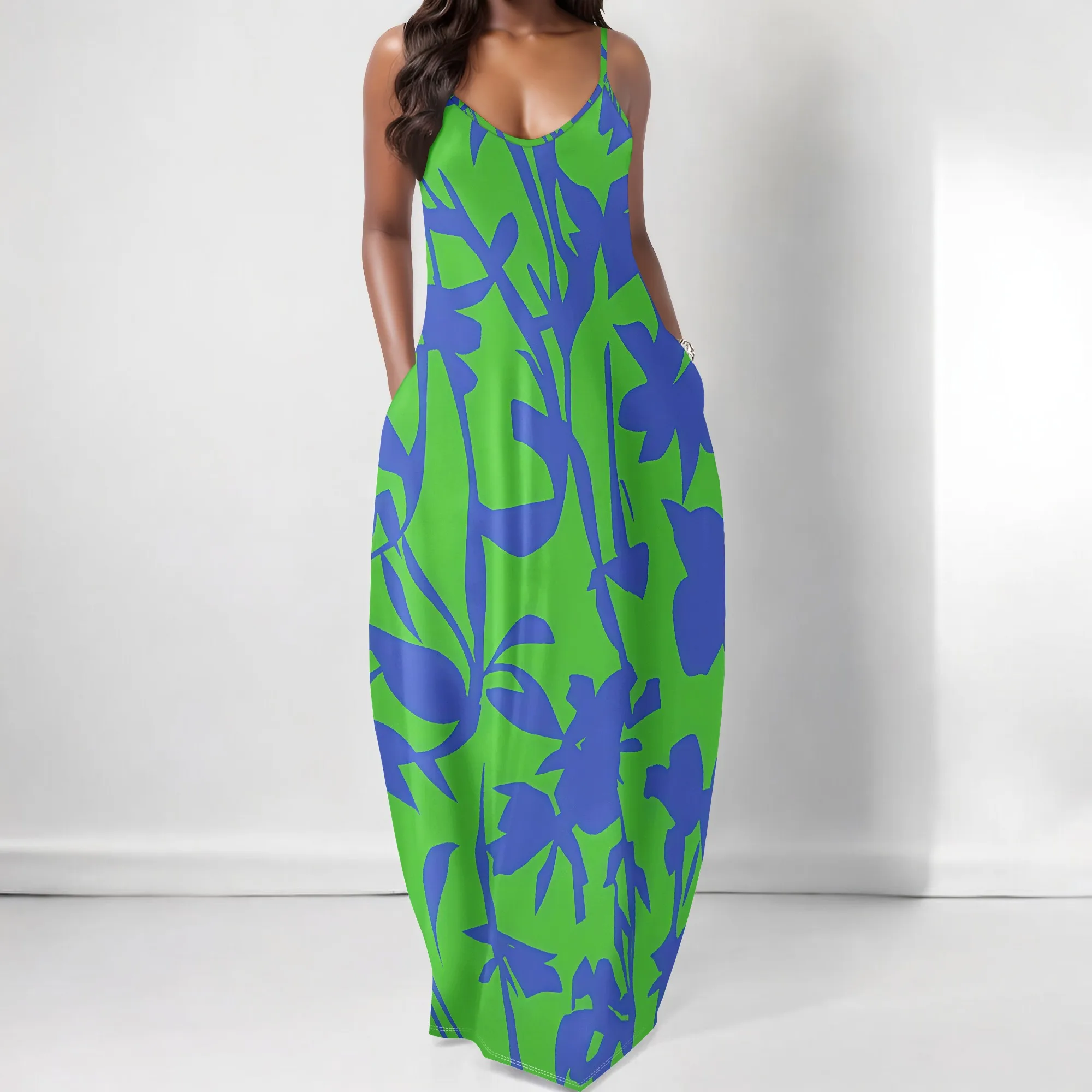 Women's Summer Tropical Print Maxi Dress with Pockets V-Neck Spaghetti Strap Loose Fit Sundress XS-3XL For Beach Party
Women's Summer Tropical Print Maxi Dress with Pockets V-Neck Spaghetti Strap Loose Fit Sundress XS-3XL For Beach Party