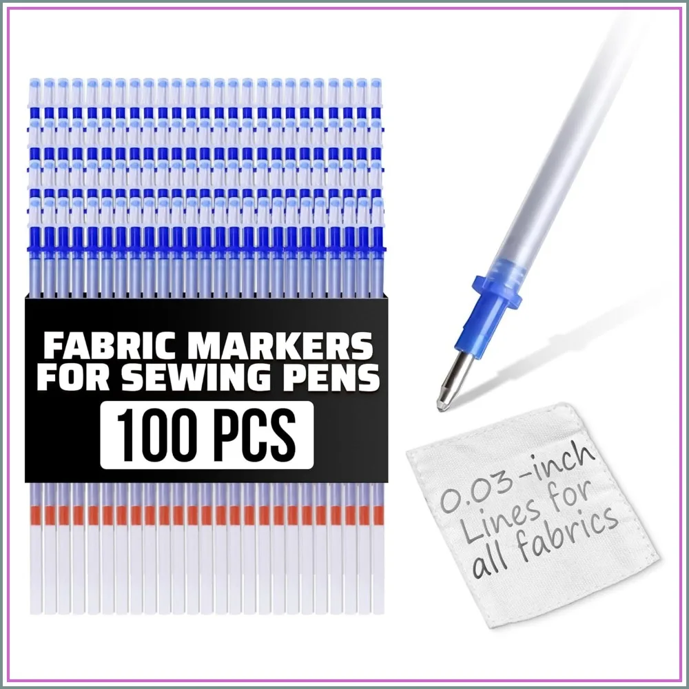 100-Piece Silver Fabric Pen Refills – 5.11" Fine Tip Markers for Sewing, Erasable Ink, No Smear
100-Piece Silver Fabric Pen Refills – 5.11" Fine Tip Markers for Sewing, Erasable Ink, No Smear