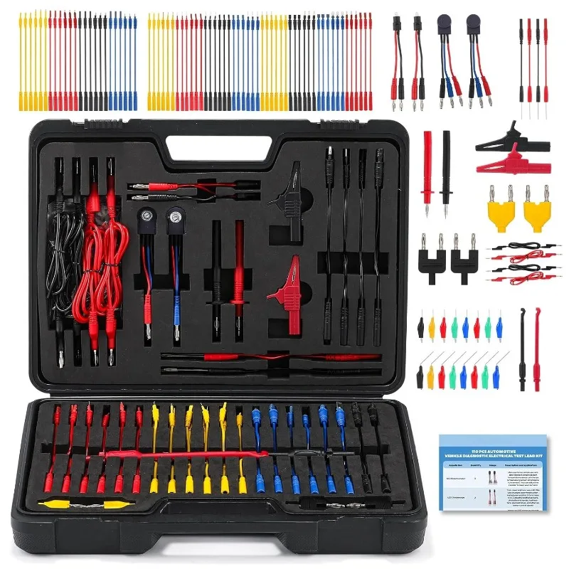 110-PCS Automotive Multimeter Test Leads Kit with Alligator Clips, Banana Plugs & Probes – Professional Circuit Diagnostic Tool
110-PCS Automotive Multimeter Test Leads Kit with Alligator Clips, Banana Plugs & Probes – Professional Circuit Diagnostic Tool