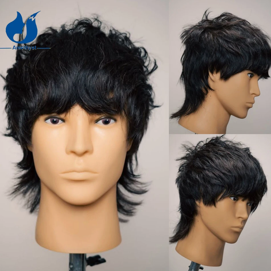 Amethyst Layered Wolf Cut Short Wig for Men Human Hair Natural Black Brazilian Remy Hair Full Lace Wig with Bang And Sideburns
Amethyst Layered Wolf Cut Short Wig for Men Human Hair Natural Black Brazilian Remy Hair Full Lace Wig with Bang And Sideburns