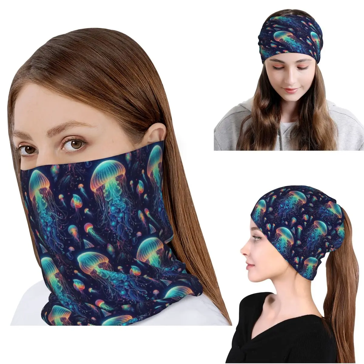 Luminescent Rainbow Jellyfish On Navy Blue Bandana Neck Cover Wrap Scarf Multifunction Cycling Scarf Beanies Hat Unisex Washable
Luminescent Rainbow Jellyfish On Navy Blue Bandana Neck Cover Wrap Scarf Multifunction Cycling Scarf Beanies Hat Unisex Washable