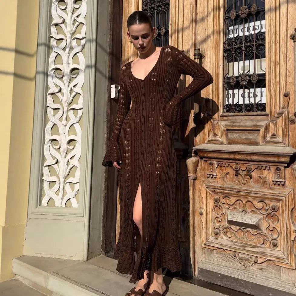 2026 New Women Long Hollow Out V Neck Side Slit Ruffle Hem Design Sense Lazy Style Fashion Top Outerwear
2026 New Women Long Hollow Out V Neck Side Slit Ruffle Hem Design Sense Lazy Style Fashion Top Outerwear