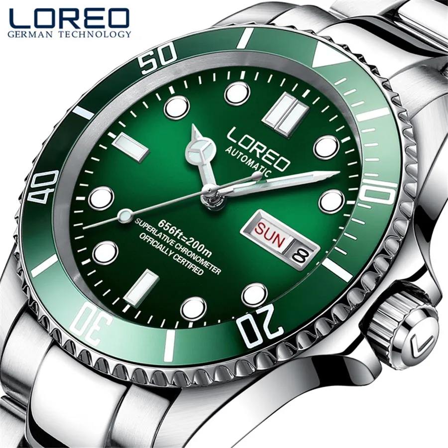 LOREO Brand 200m Waterproof Sports Diving Watch Men Luxury Sapphire Glass Seagull 1632 Movement Automatic Mechanical Watches Men
LOREO Brand 200m Waterproof Sports Diving Watch Men Luxury Sapphire Glass Seagull 1632 Movement Automatic Mechanical Watches Men