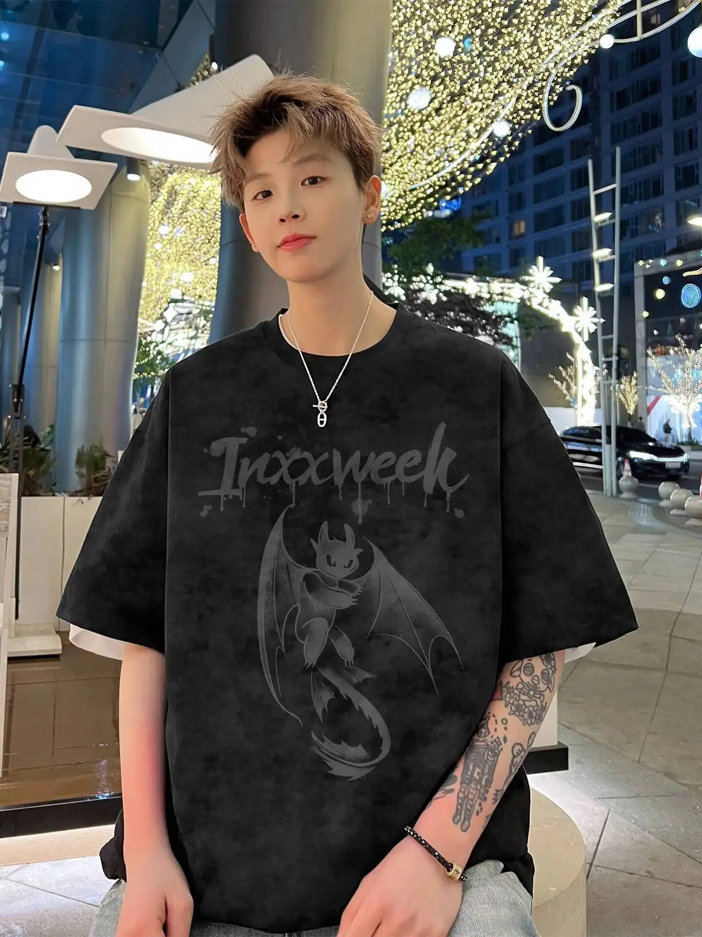 Cartoon Print Men's Short Sleeve Tie-Dye Trendy T-Shirt 2025 New Suede American High Street Toothless Print Half Sleeve
Cartoon Print Men's Short Sleeve Tie-Dye Trendy T-Shirt 2025 New Suede American High Street Toothless Print Half Sleeve