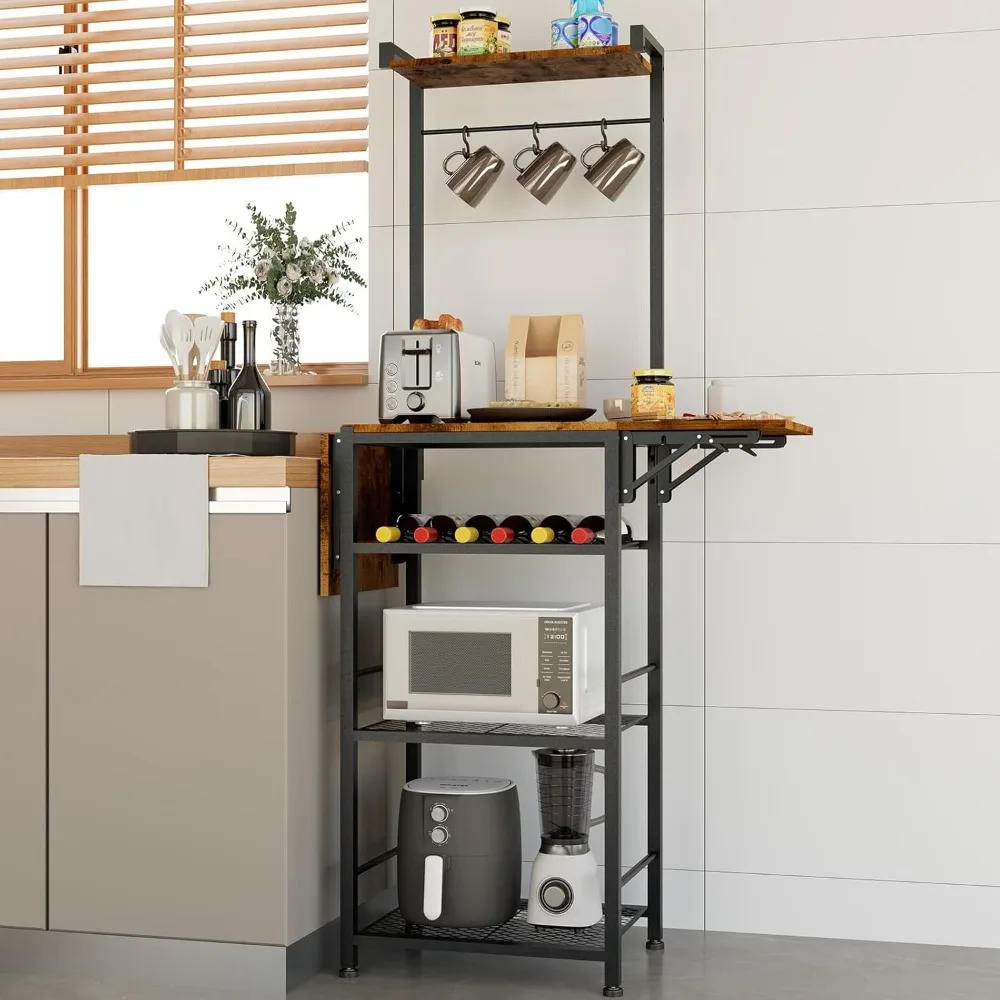 Narrow Coffee Bar Station, 5-Tier Corner Coffee Stand Station with 2 Foldable Shelves & Storage, Bakers Rack for Small Space, fo
Narrow Coffee Bar Station, 5-Tier Corner Coffee Stand Station with 2 Foldable Shelves & Storage, Bakers Rack for Small Space, fo