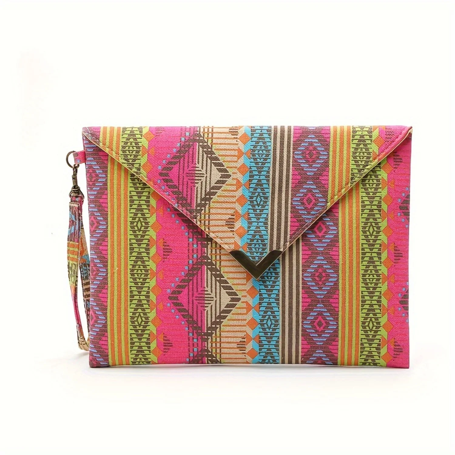 Multicolor Geometric Canvas Clutch Bag with Tassel - Ethnic Envelope Purse
Multicolor Geometric Canvas Clutch Bag with Tassel - Ethnic Envelope Purse