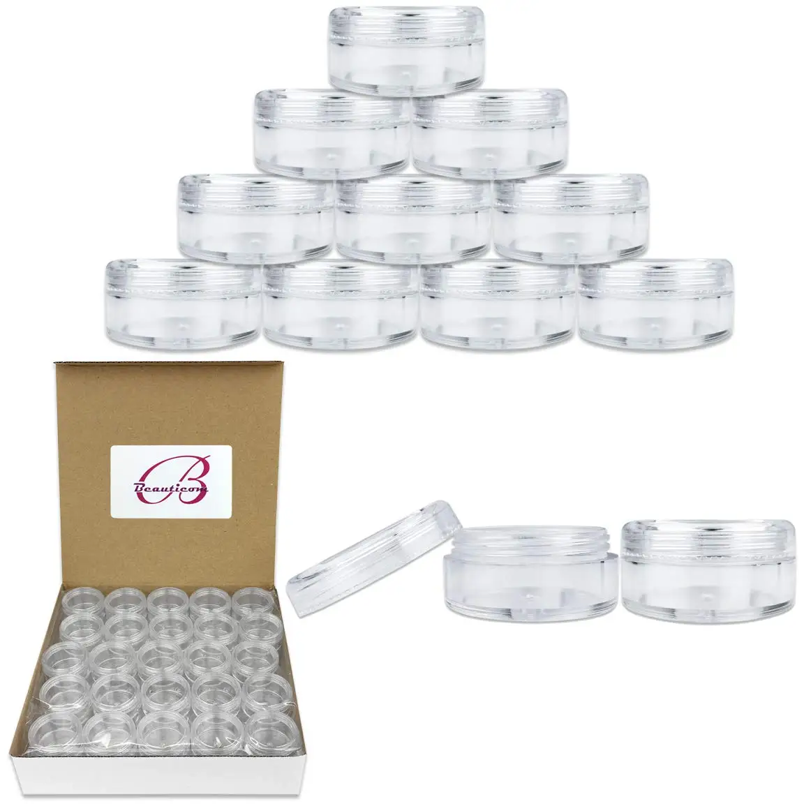 50 New Empty 5 Grams Acrylic Clear Round Jars - BPA Free Containers for Cosmetic, Lotion, Cream, Makeup, Bead, Eye shadow
50 New Empty 5 Grams Acrylic Clear Round Jars - BPA Free Containers for Cosmetic, Lotion, Cream, Makeup, Bead, Eye shadow