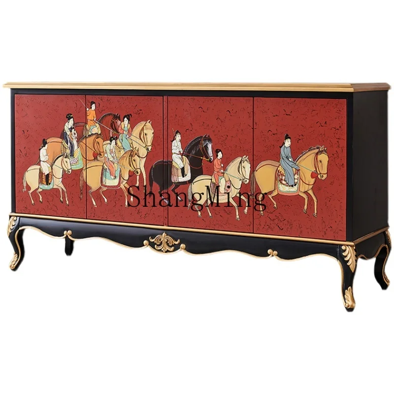 HJ modern new Chinese style living room solid wood carving dining side table villa storage cabinet entrance decorative locker
HJ modern new Chinese style living room solid wood carving dining side table villa storage cabinet entrance decorative locker