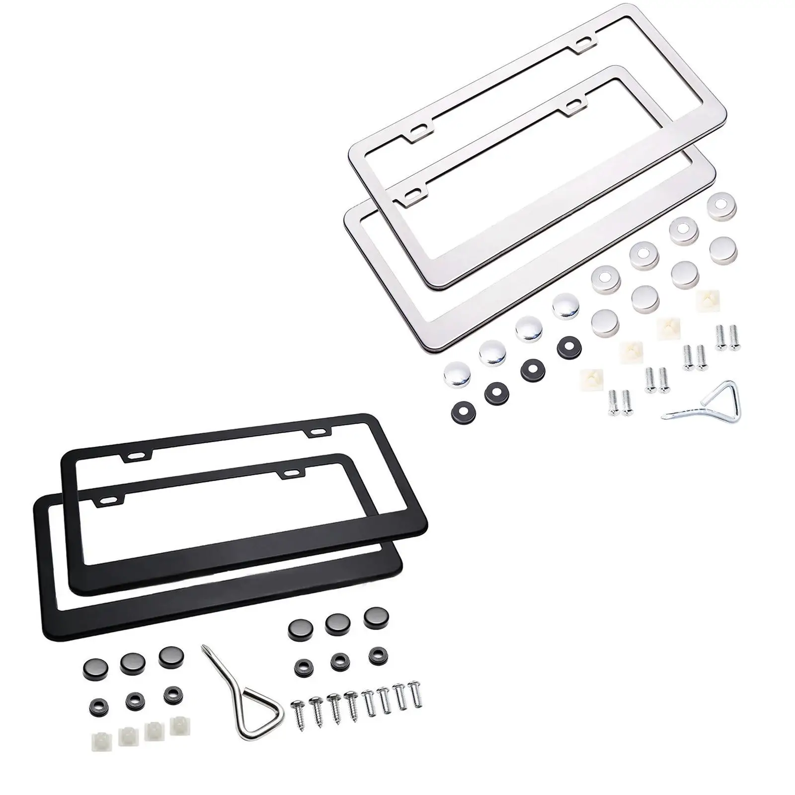 License Plate Frame Set for US Cars Universal Stainless Steel Number Plate Holder Front Rear Bracket Covers
License Plate Frame Set for US Cars Universal Stainless Steel Number Plate Holder Front Rear Bracket Covers