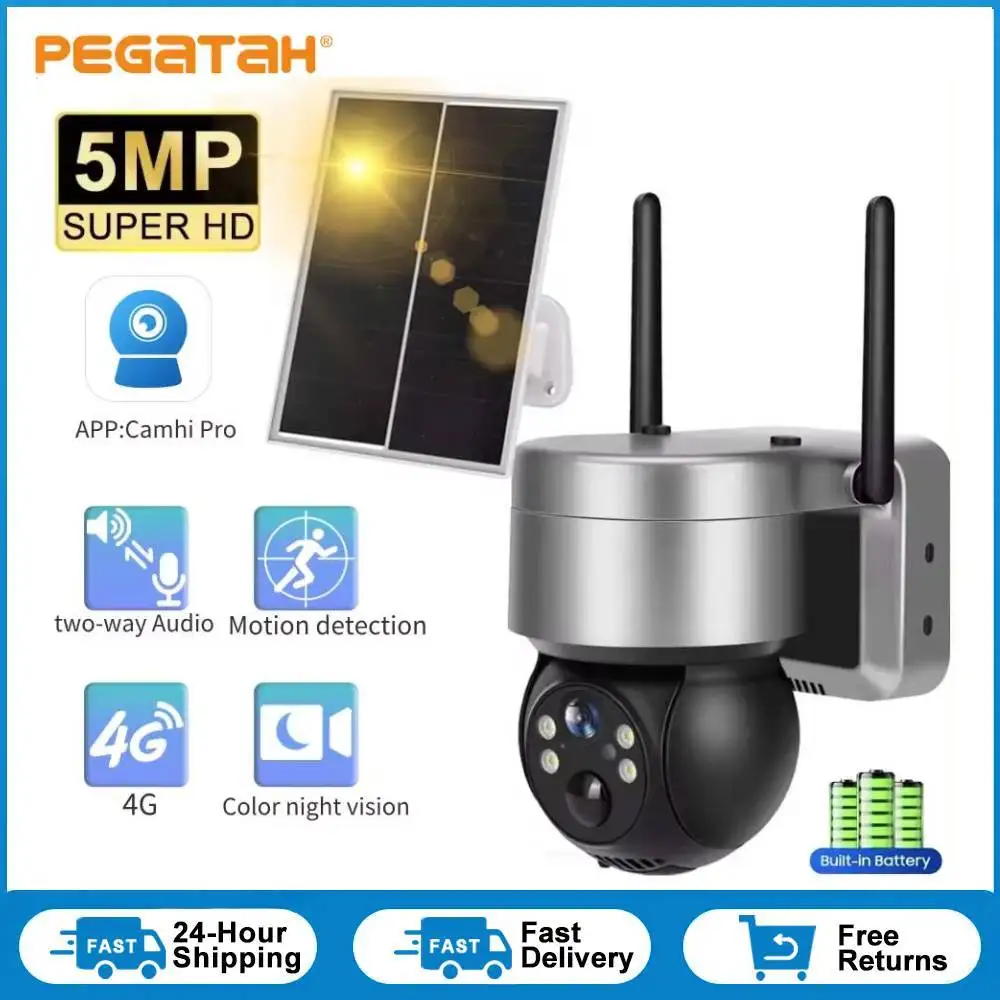 PEGATAH 4G Solar Camera Outdoor 5MP HD Wireless IP Camera Solar Panel PIR Human Detection Security Waterproof Cam Camhi Pro
PEGATAH 4G Solar Camera Outdoor 5MP HD Wireless IP Camera Solar Panel PIR Human Detection Security Waterproof Cam Camhi Pro