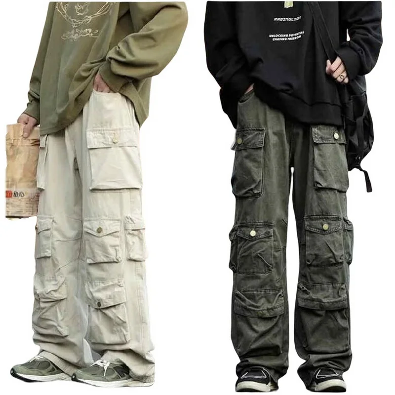 Male Pants Multi-Pockets Cargo Pant Harajuku Men's Vintage Loose Wide Leg Pants Streetwear Casual Hip-hop Mopping Trousers
Male Pants Multi-Pockets Cargo Pant Harajuku Men's Vintage Loose Wide Leg Pants Streetwear Casual Hip-hop Mopping Trousers