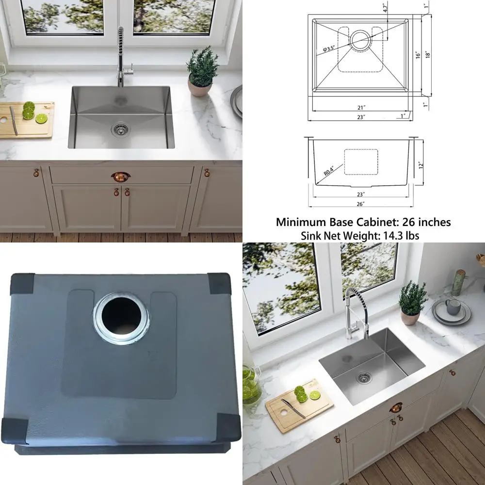 Кухонная мойка с одной чашей Undermount — нержавеющая сталь 304 калибра 23 x 18 x 12, 18 калибров, атласное покрытие
Кухонная мойка с одной чашей Undermount — нержавеющая сталь 304 калибра 23 x 18 x 12, 18 калибров, атласное покрытие