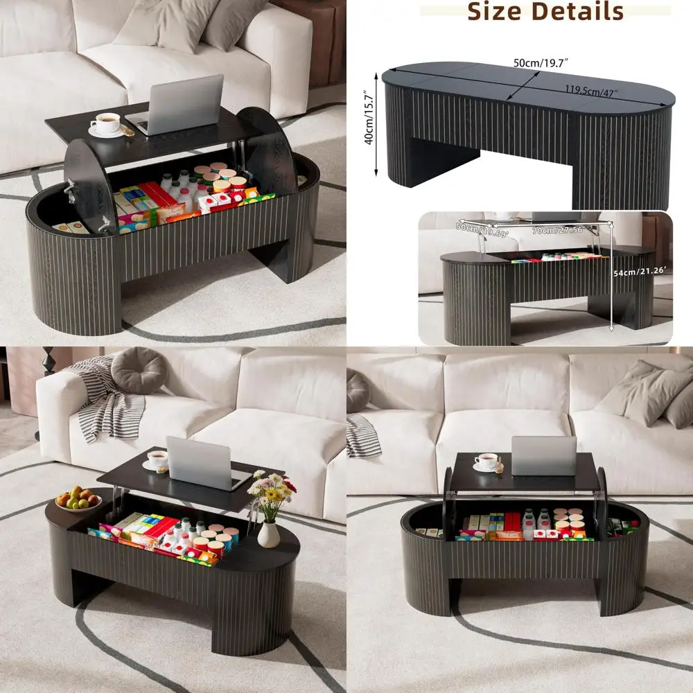 Большой 47-дюймовый черный деревянный журнальный столик с подъемным верхом и скрытым хранилищем для режима гостиной
Большой 47-дюймовый черный деревянный журнальный столик с подъемным верхом и скрытым хранилищем для режима гостиной