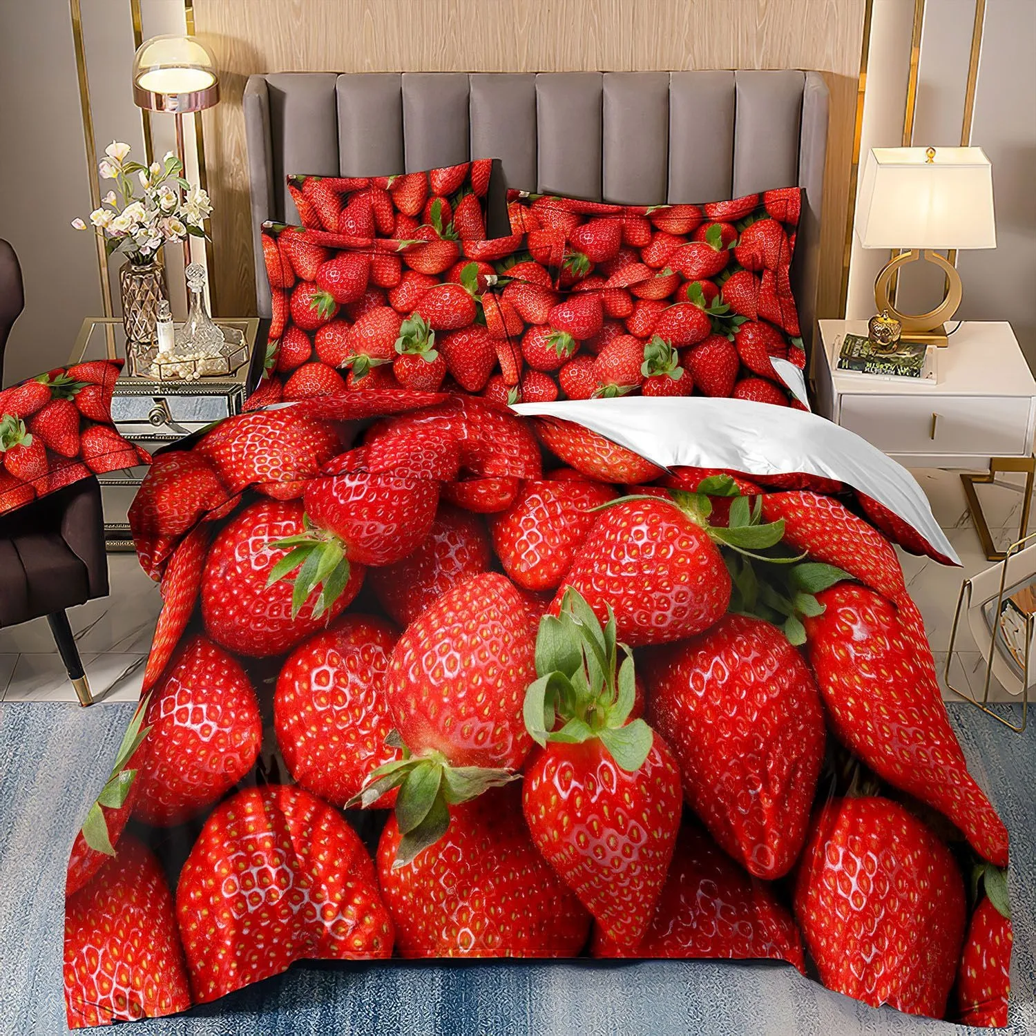 3D Strawberry Fruit Printing Bedding Set Queen King Size Duvet Cover Pillowcase Set Home Textile Bedclothes for Kids Adults Gift
3D Strawberry Fruit Printing Bedding Set Queen King Size Duvet Cover Pillowcase Set Home Textile Bedclothes for Kids Adults Gift