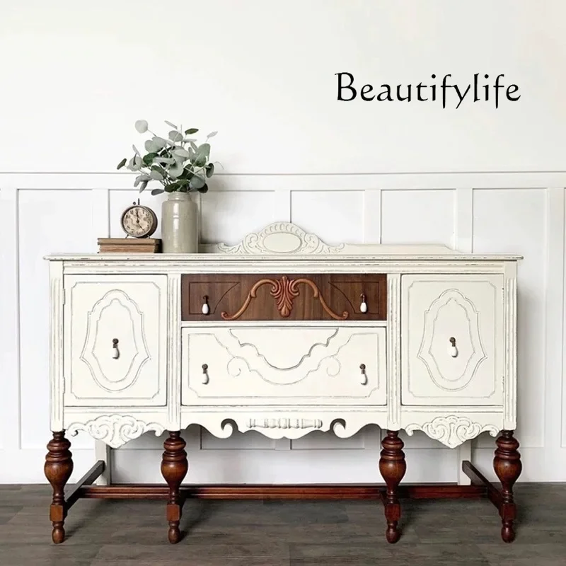 X40 French Retro Old Dining Side Cabinet Solid Wood Carving Flower Foyer Porch Cabinet Corridor Wall Locker
X40 French Retro Old Dining Side Cabinet Solid Wood Carving Flower Foyer Porch Cabinet Corridor Wall Locker