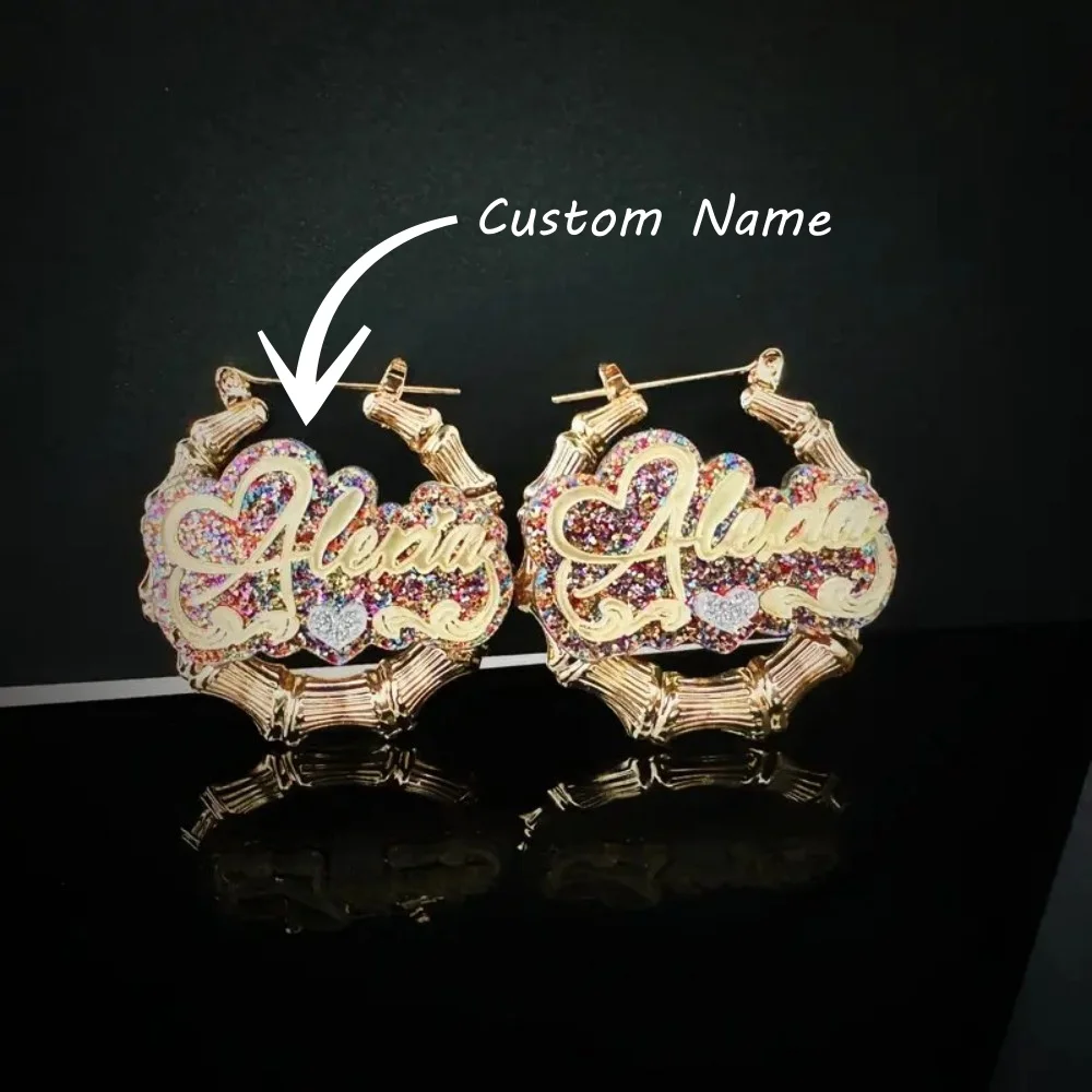 Customized Name Earrings Personalized Bamboo Hoop Earrings Acrylic Customize Earrings for Women Hip-Hop Fashion Jewelry Gifts
Customized Name Earrings Personalized Bamboo Hoop Earrings Acrylic Customize Earrings for Women Hip-Hop Fashion Jewelry Gifts