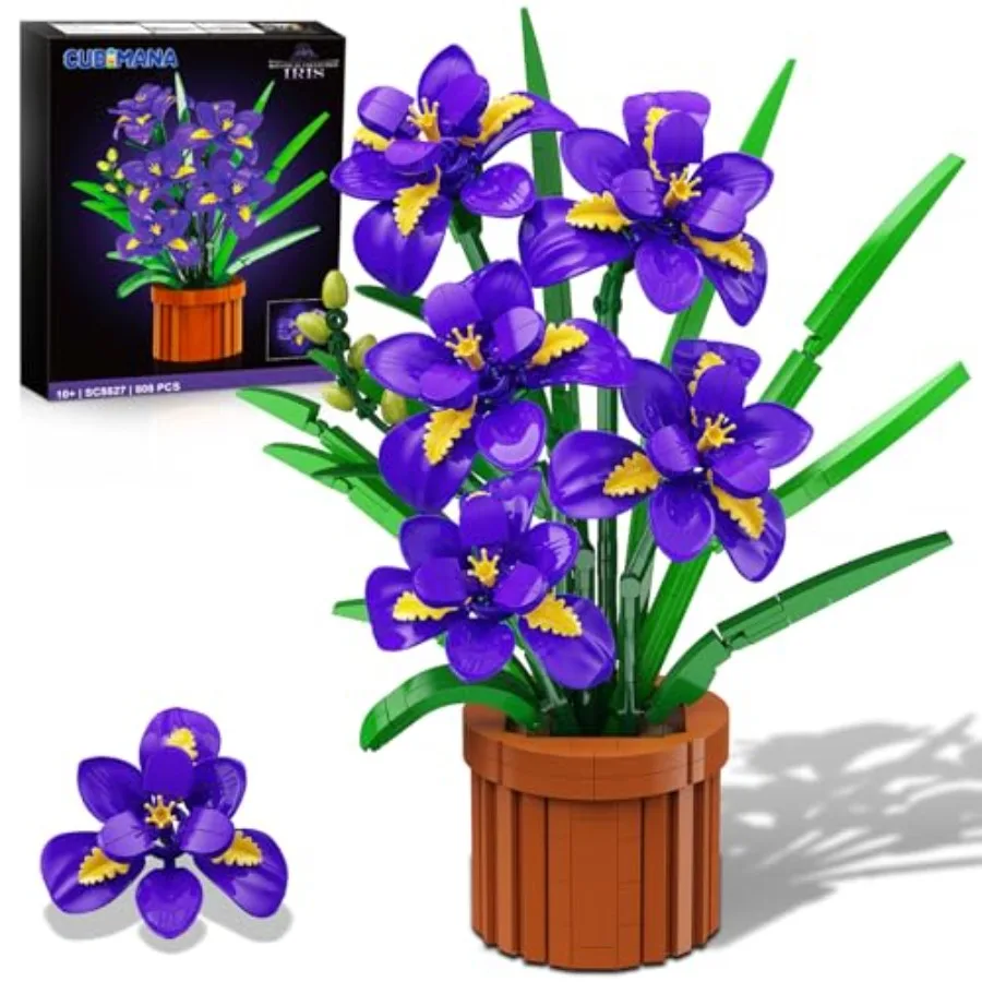 Flowers Botanicals Iris Building Set - Artificial Purple Bonsai Plant for Home Office Desk Décor, 808PCS Fake Flower Building B
Flowers Botanicals Iris Building Set - Artificial Purple Bonsai Plant for Home Office Desk Décor, 808PCS Fake Flower Building B