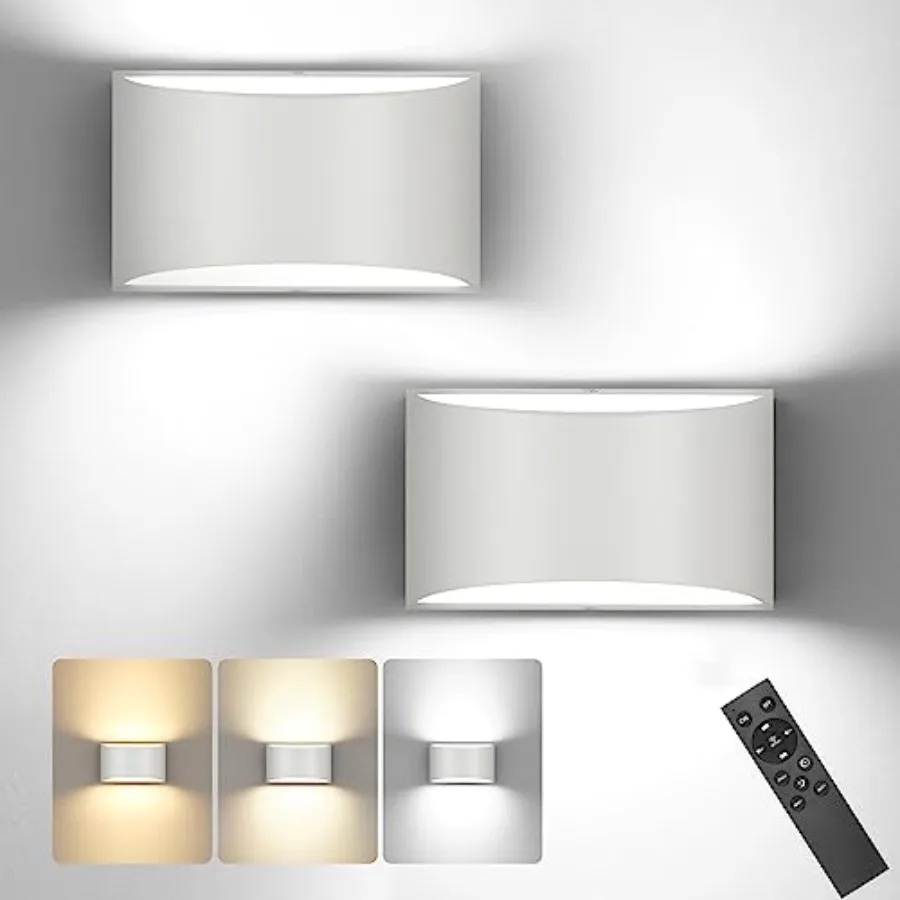 Modern LED Wall Sconces, Remote Control Dimmable and Adjustable Color Temperature 3000K~6000K Aluminum 12W Hardwired 120V AC Di
Modern LED Wall Sconces, Remote Control Dimmable and Adjustable Color Temperature 3000K~6000K Aluminum 12W Hardwired 120V AC Di