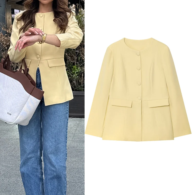 Весенне-осенний однобортный облегающий топ с круглым вырезом и длинными рукавами, женская универсальная темпераментная куртка, женская повседневная одежда, новинка 2023 года
Весенне-осенний однобортный облегающий топ с круглым вырезом и длинными рукавами, женская универсальная темпераментная куртка, женская повседневная одежда, новинка 2023 года