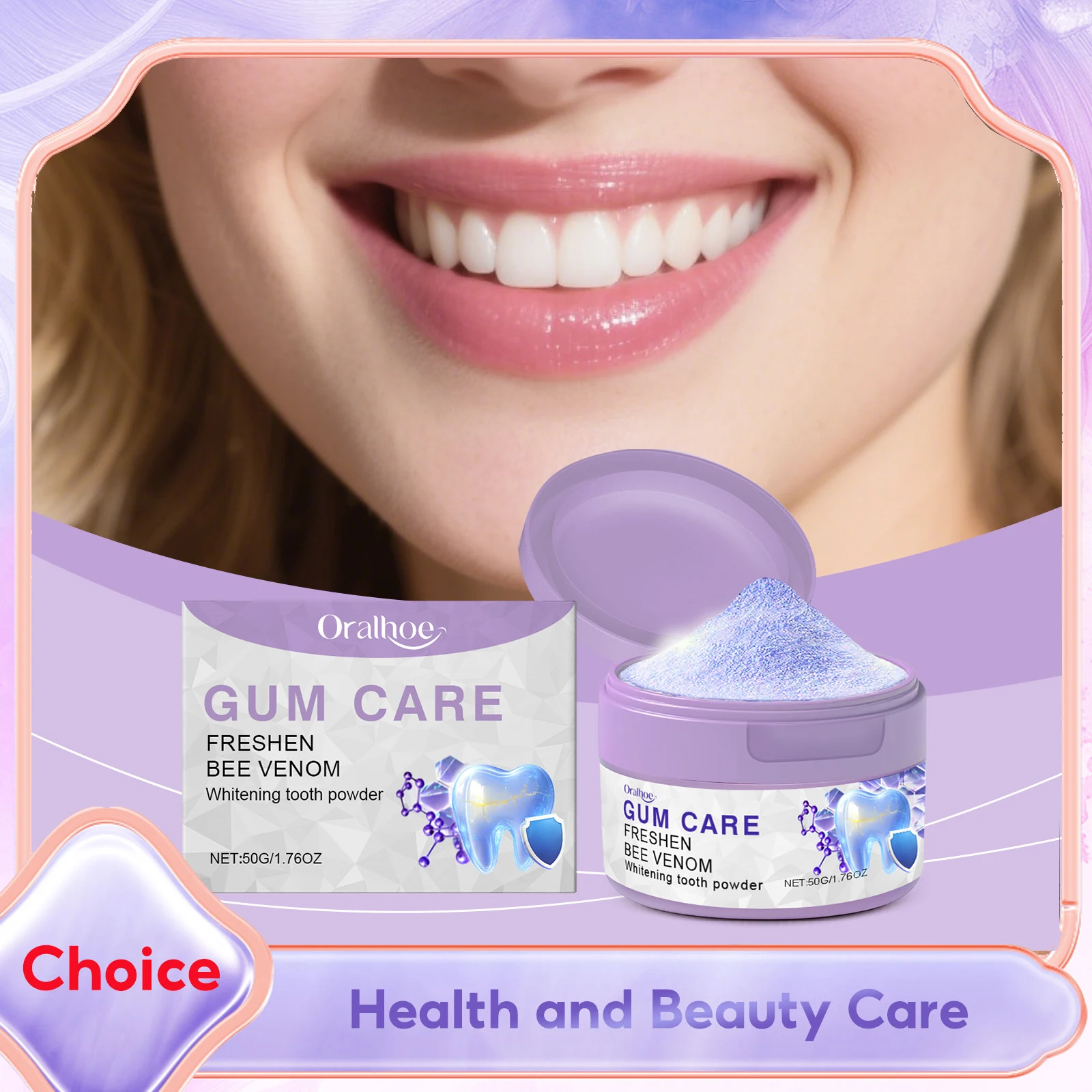 Bee Venom Tooth Powder Purple Brightening Powder Teeth Whitening Removes Stains No Sensitivity Mint Flavor Oral Care Toothpaste
Bee Venom Tooth Powder Purple Brightening Powder Teeth Whitening Removes Stains No Sensitivity Mint Flavor Oral Care Toothpaste