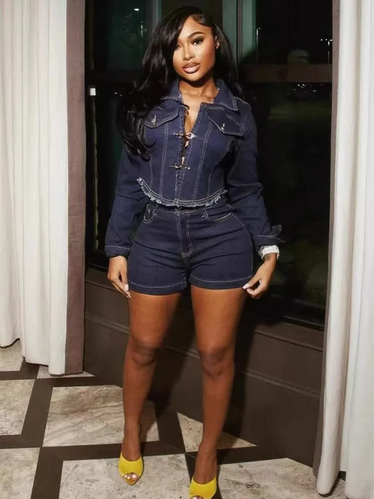 2 Pieces Set Sexy Summer Spring Fashion Women Set 2025 Solid Color Long Sleeve Denim Jeans And Shorts Suit Matching Sets Outfit
2 Pieces Set Sexy Summer Spring Fashion Women Set 2025 Solid Color Long Sleeve Denim Jeans And Shorts Suit Matching Sets Outfit