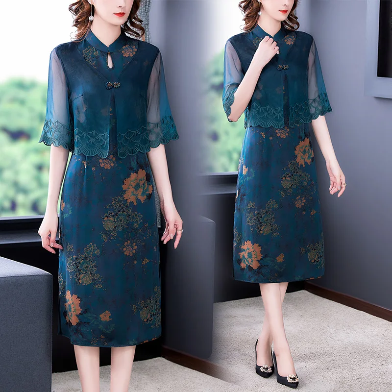 Blue Floral Natural Silk Patchwork Embroidery Mesh Satin Midi Dress Women Summer Korean Fashion Dress 2023 Elegant Bodycon Robe
Blue Floral Natural Silk Patchwork Embroidery Mesh Satin Midi Dress Women Summer Korean Fashion Dress 2023 Elegant Bodycon Robe