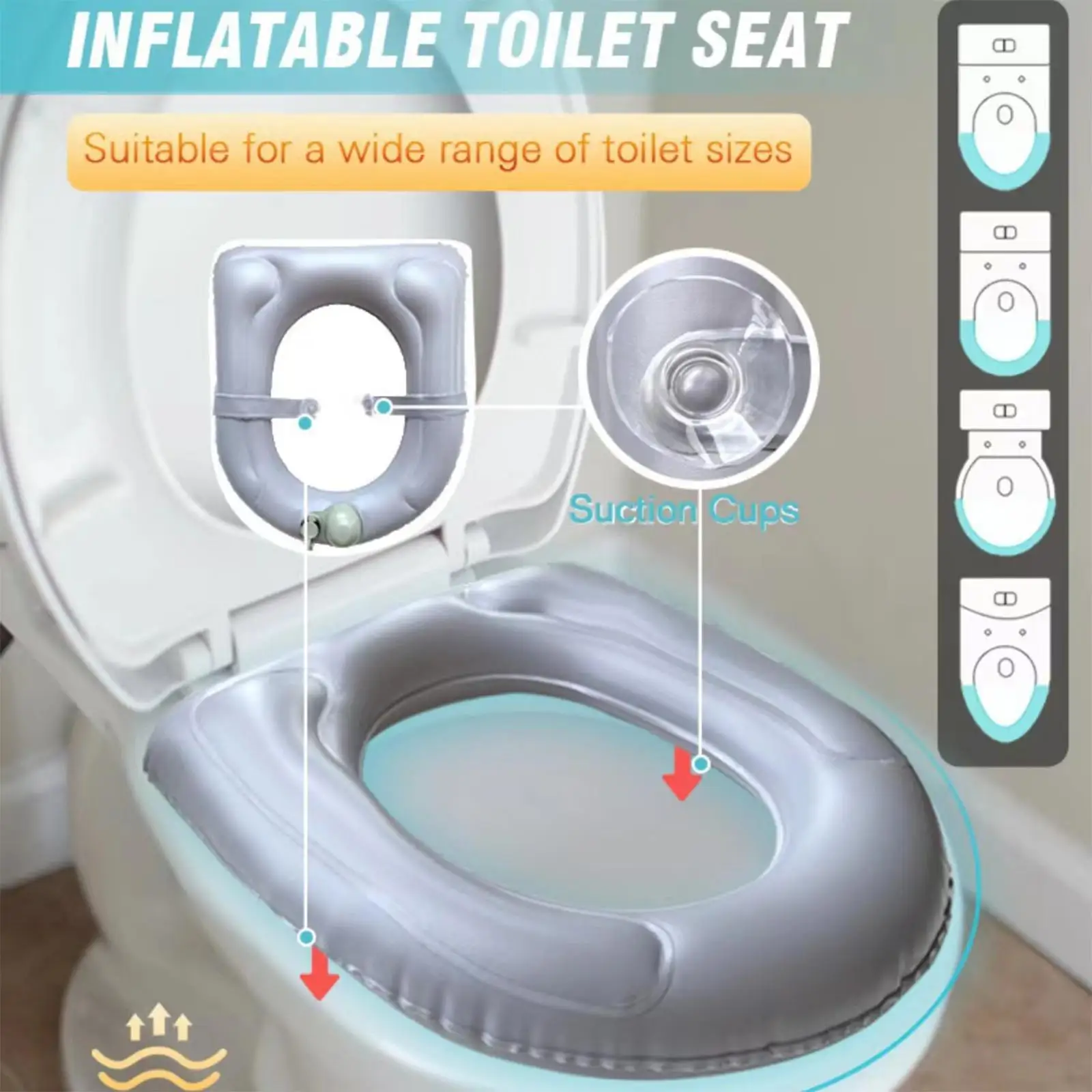Air Inflation Raised Toilet Seat Cushion Comfortable Support PVC Material Waterproof Universal Fit for Bathroom Elderly Seniors
Air Inflation Raised Toilet Seat Cushion Comfortable Support PVC Material Waterproof Universal Fit for Bathroom Elderly Seniors