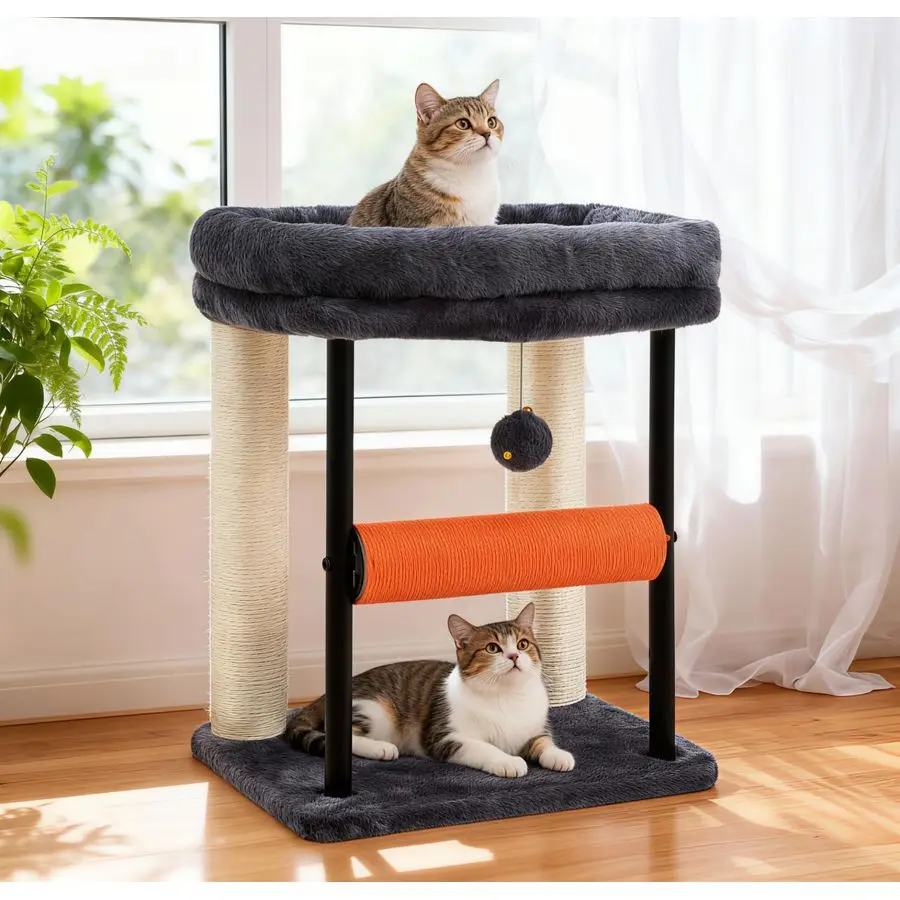Cat Tree, Cat Scratching Posts with Bed, Sturdy Tower with Fully SisalWrapped Columns and Plush Toy Ball for Indoor Kittens, 18.
Cat Tree, Cat Scratching Posts with Bed, Sturdy Tower with Fully SisalWrapped Columns and Plush Toy Ball for Indoor Kittens, 18.
