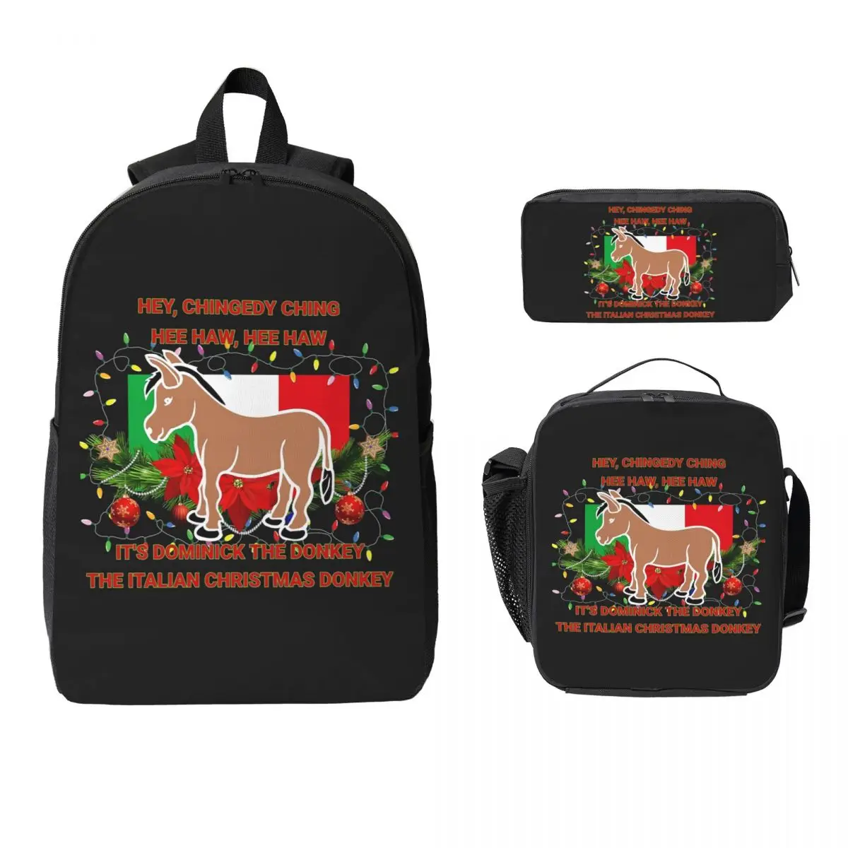 Dominick The Italian Christmas Donkey Backpack BookBag School Bag Computer Shoulder Bags 3ps Insulated Lunch Bag Pencil Case
Dominick The Italian Christmas Donkey Backpack BookBag School Bag Computer Shoulder Bags 3ps Insulated Lunch Bag Pencil Case