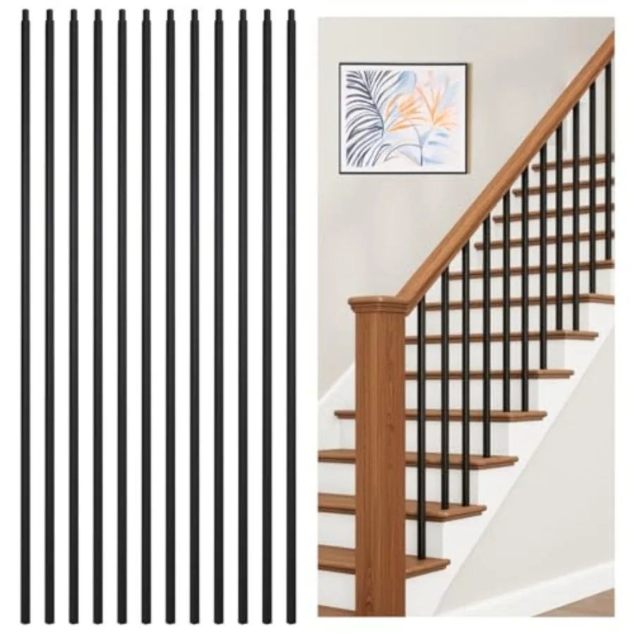 P Wrought Iron Balusters Plain Bar for Staircase, 1/2" x 44" Square Hollow Spindles Deck Balusters, Black Metal Balusters for S
P Wrought Iron Balusters Plain Bar for Staircase, 1/2" x 44" Square Hollow Spindles Deck Balusters, Black Metal Balusters for S