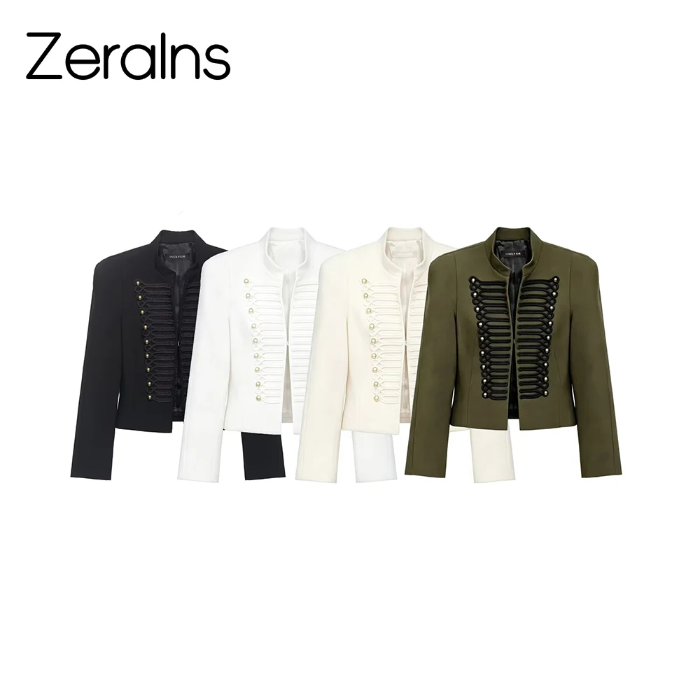 ZERAINS Summer new women's clothing metal hook buckle Napoleon long sleeved jacket with shoulder pads, slim fit suit jacket
ZERAINS Summer new women's clothing metal hook buckle Napoleon long sleeved jacket with shoulder pads, slim fit suit jacket