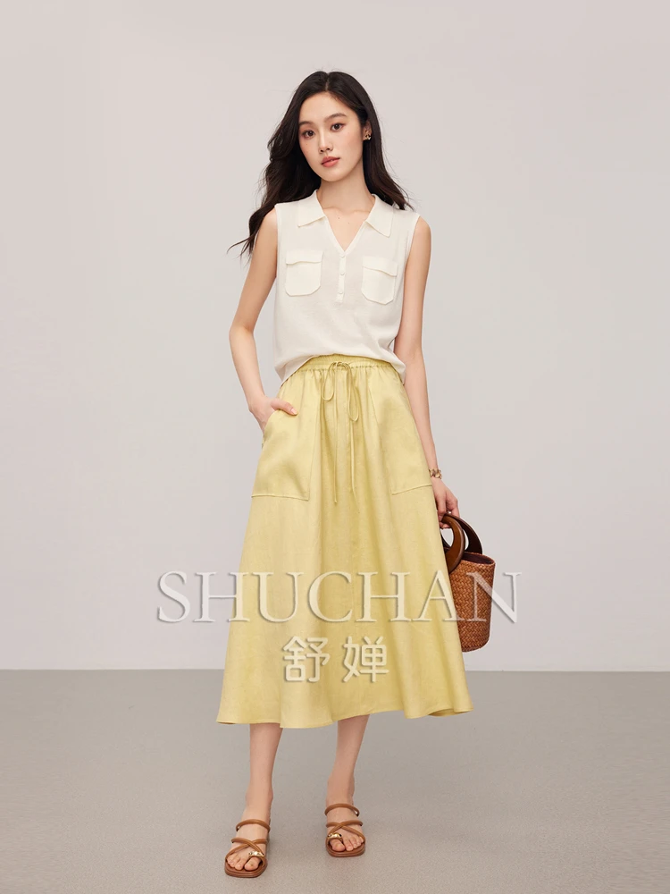 Versatile air-conditioning skirt 100% linen, literary and casual drawstring elastic high waist loose A-shaped skirt 25 summer
Versatile air-conditioning skirt 100% linen, literary and casual drawstring elastic high waist loose A-shaped skirt 25 summer