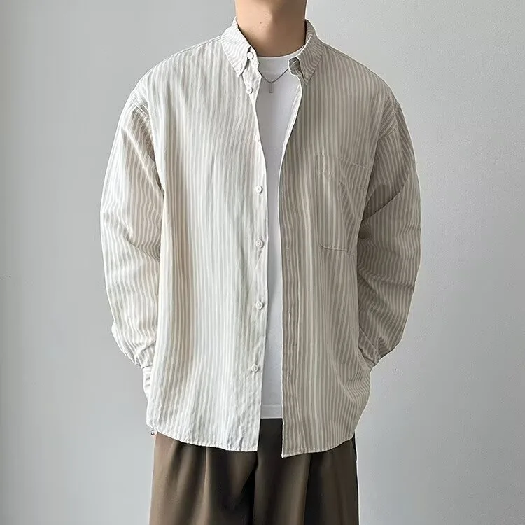 Spring Autumn Fashion Men's Color-coded Striped Casual Trendy Simple Basic Loose Turn-down Collar Long Sleeve Shirts Coats Male
Spring Autumn Fashion Men's Color-coded Striped Casual Trendy Simple Basic Loose Turn-down Collar Long Sleeve Shirts Coats Male