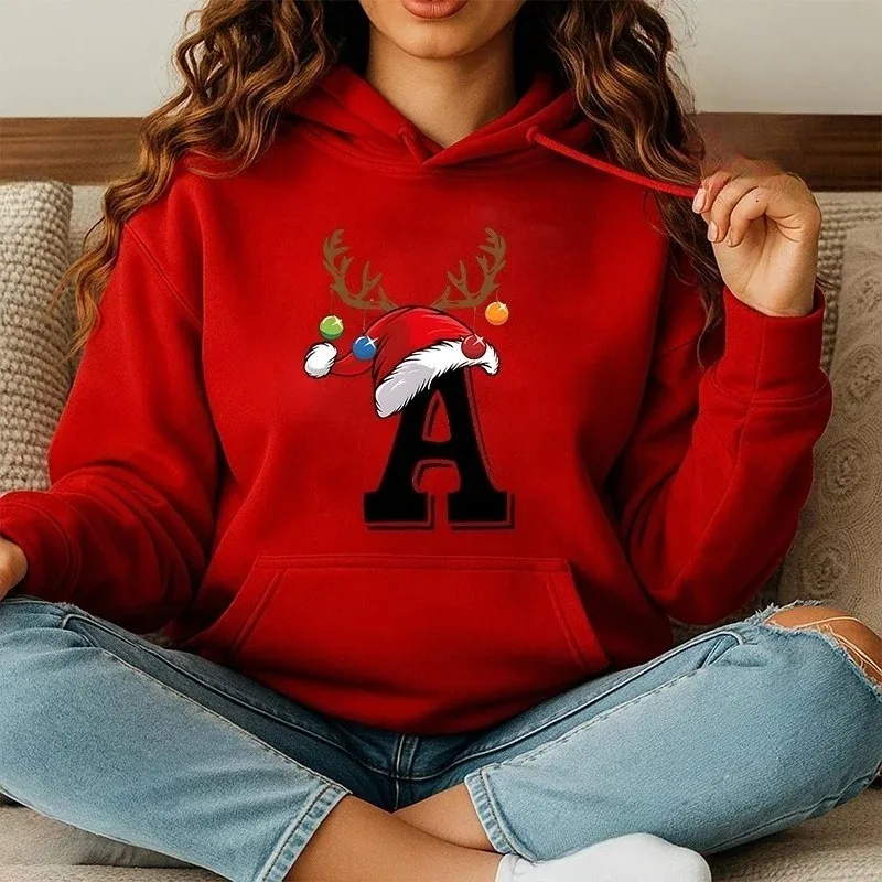 2025 Christmas reindeer hat with letter pattern hooded sweater suitable forwomen Christmas holiday printed hooded sports Tops
2025 Christmas reindeer hat with letter pattern hooded sweater suitable forwomen Christmas holiday printed hooded sports Tops